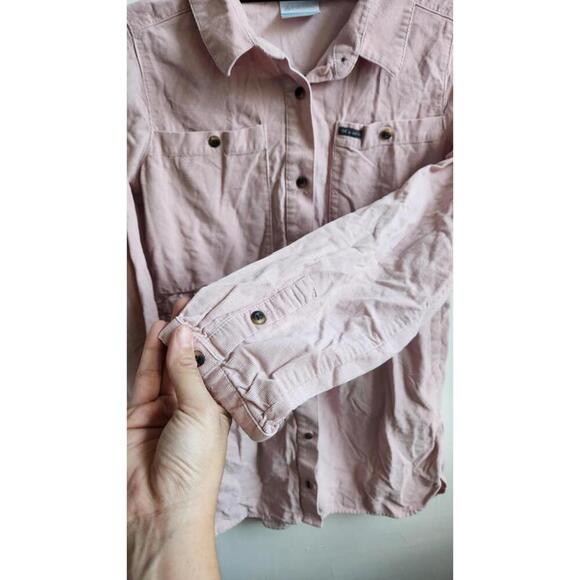 Columbia Shirt Womens Large Pink Corduroy Long Sleeve Button Front Outdoors Top - Picture 3 of 7